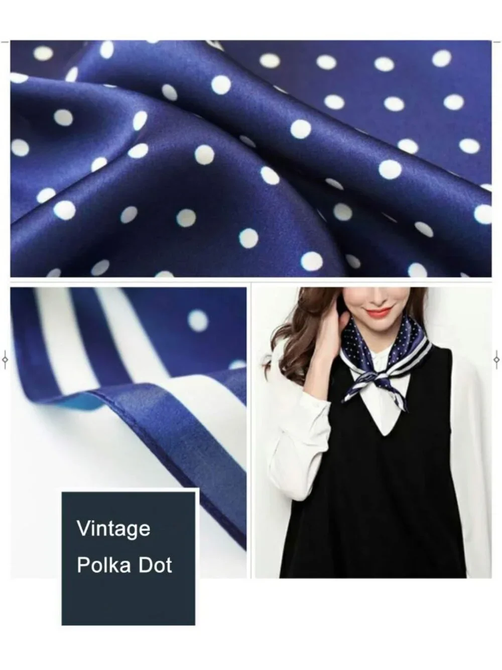 100% Silk Square Scarf for Hair - 25.6